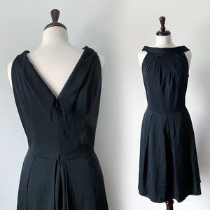 80s Vintage Fit and Flare Little Black Cocktail Dress Size M